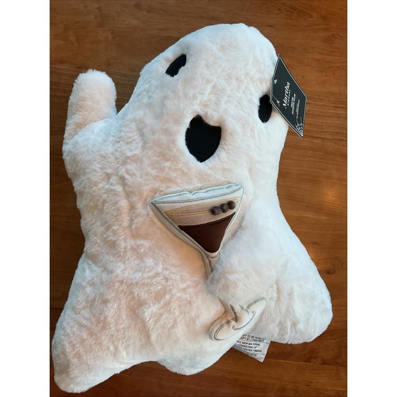 Martha Stewart Faux Fur Ghost Pillow Halloween Decorative Throw Cocktail Martini - Picture 1 of 5